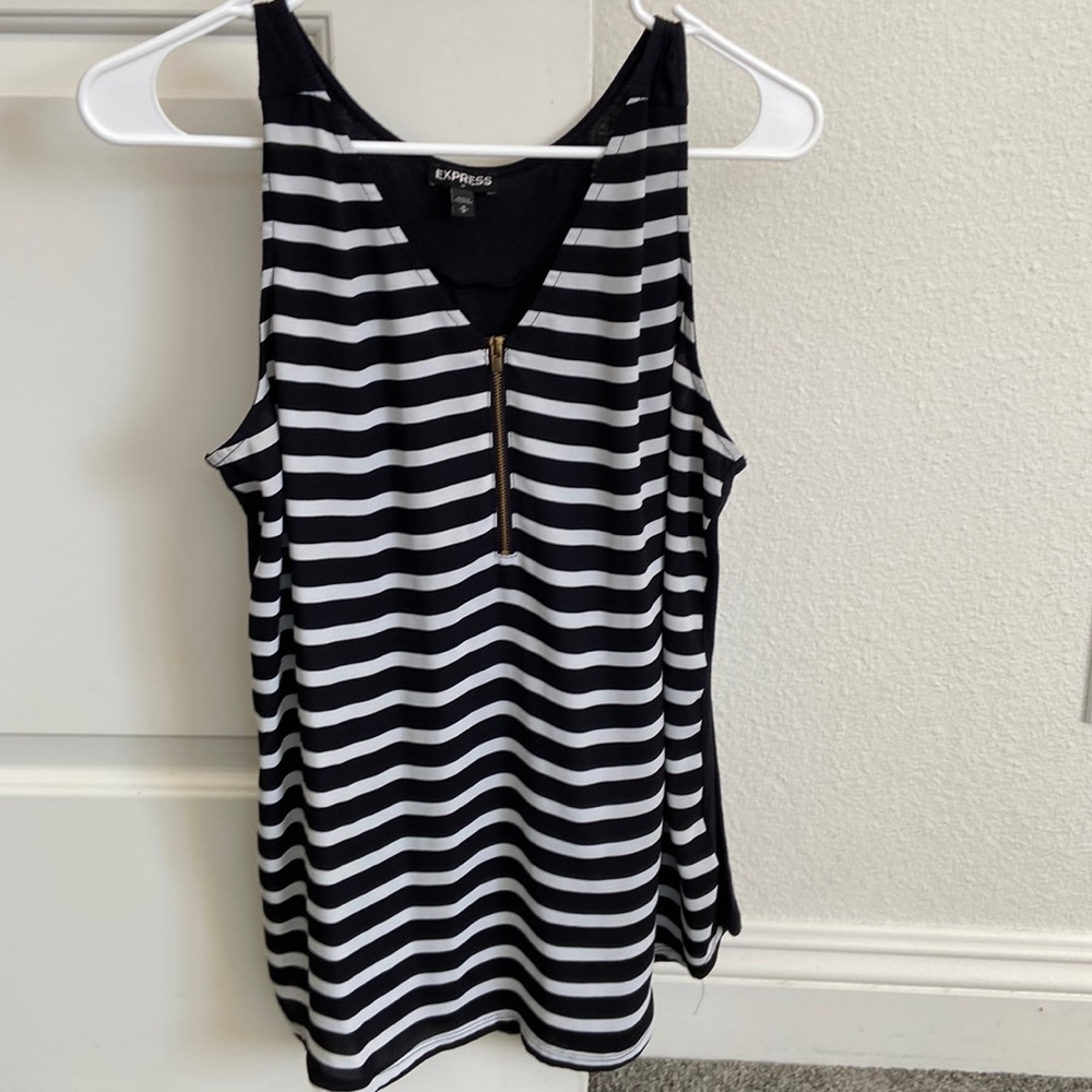 Express tank top striped black and white with zipper size medium